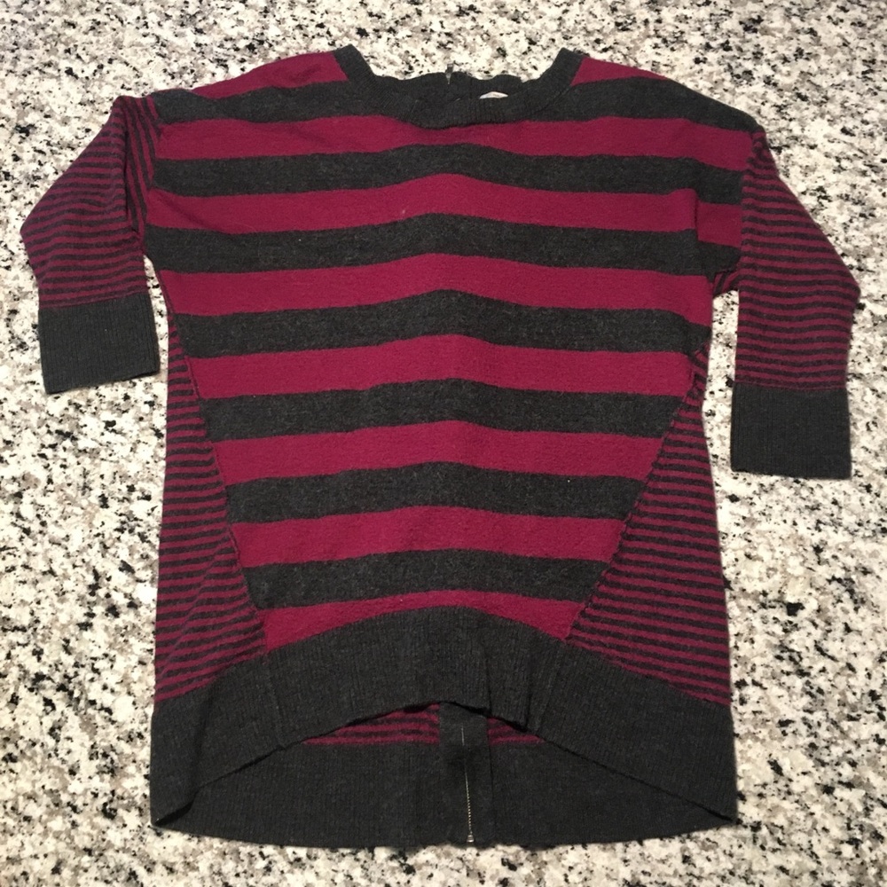 Halogen Purple and Grey Striped Sweater